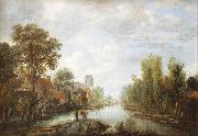 Aert van der Neer Landscape with waterway oil painting artist